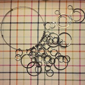 Silver Hoop Necklace and Earring Set